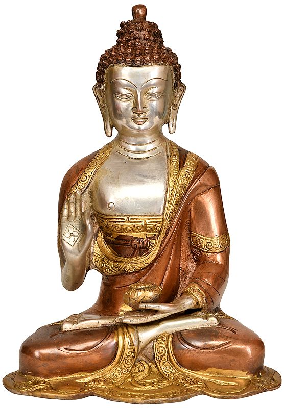 9" Lord Buddha in Preaching Mudra -Tibetan Buddhist Deity In Brass | Handmade | Made In India