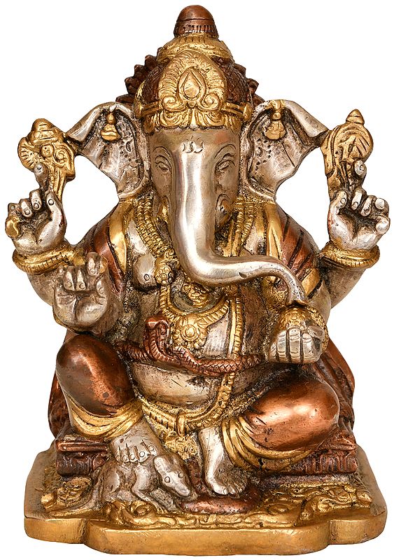 6" Lord Ganesha Brass Statue | Handmade | Made in India