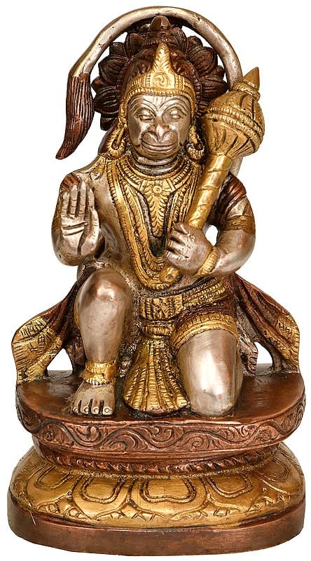 7" Lord Hanuman in Ashirwad Mudra In Brass | Handmade | Made In India