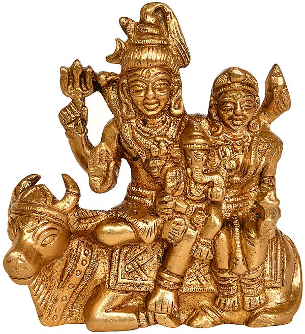 3" Shiva Family Brass Statue | Handmade | Made in India