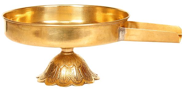 8" Small Abhisheka Patra In Brass | Handmade | Made In India