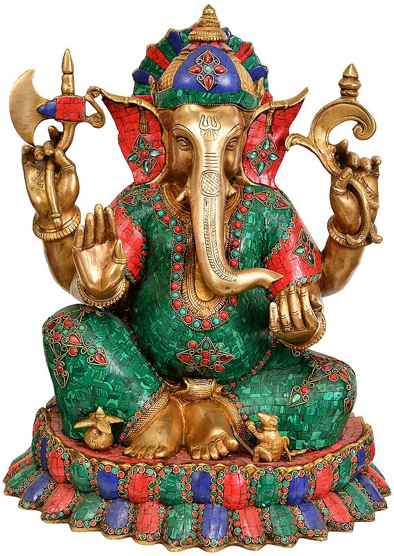 22" Lord Ganesha In Brass | Handmade | Made In India