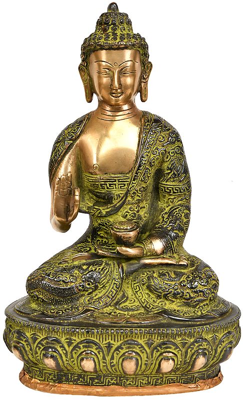 10" Lord Buddha in Vitark Mudra In Brass | Handmade | Made In India