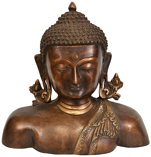 11" Lord Buddha Wall Hanging Bust In Brass | Handmade | Made In India