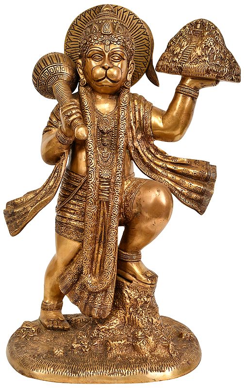 15" Lord Hanuman In Brass | Handmade | Made In India
