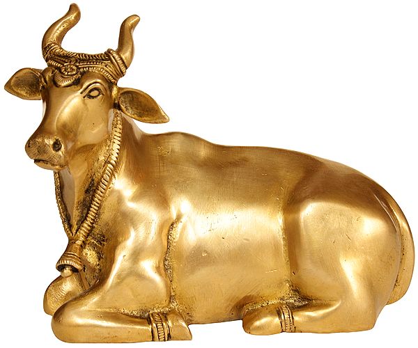 6" Krishna's Cow Sculpture in Brass | Handmade | Made in India