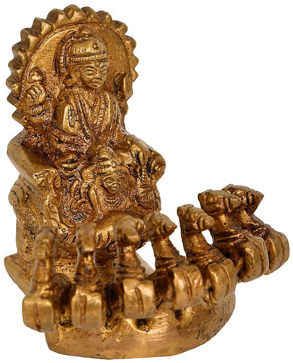 2" Lord Surya on His Seven Horses Chariot in Brass | Handmade | Made in India
