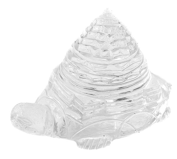 Shri Yantra on Tortoise Carved in Real Crystal