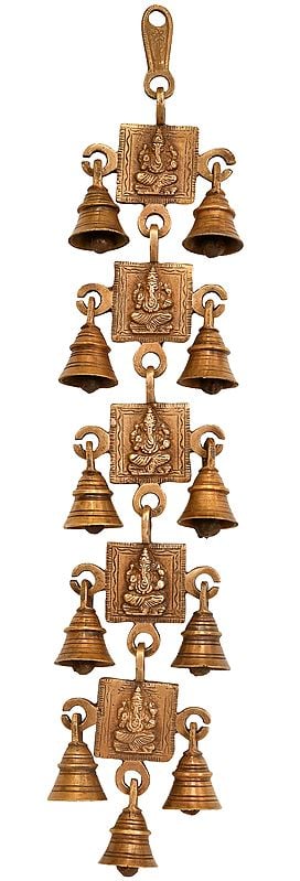 18" Lord Ganesha Wall Hanging Bells In Brass | Handmade | Made In India