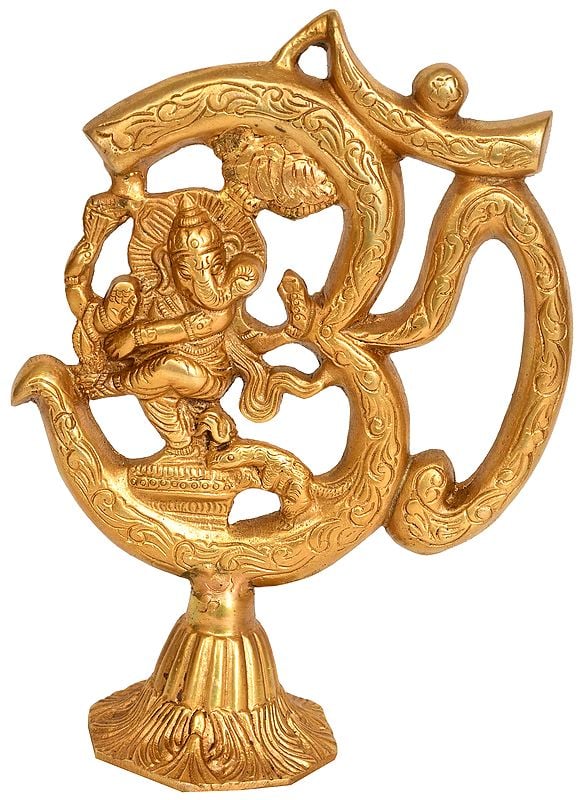 8" Lord Ganesha in OM (AUM) In Brass | Handmade | Made In India