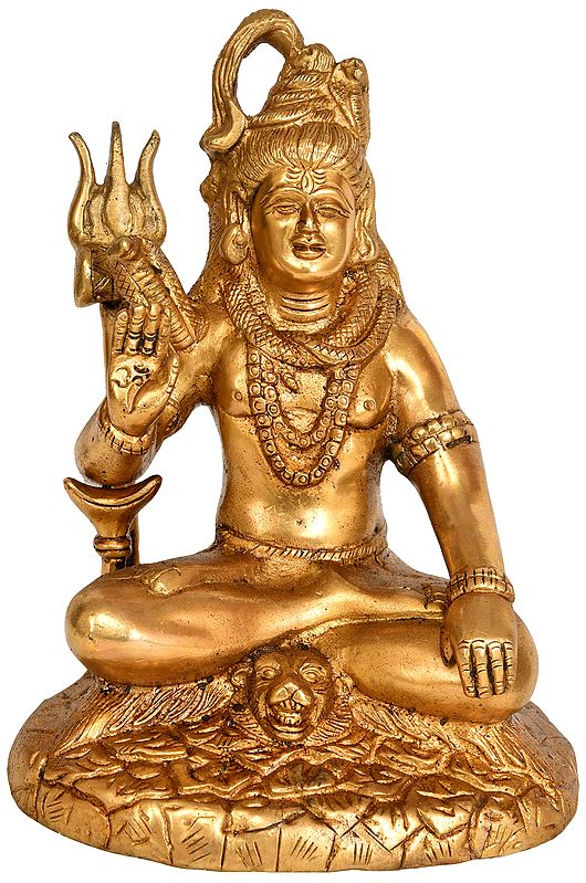 7" Mahayogi Shiva Granting Abhaya In Brass | Handmade | Made In India