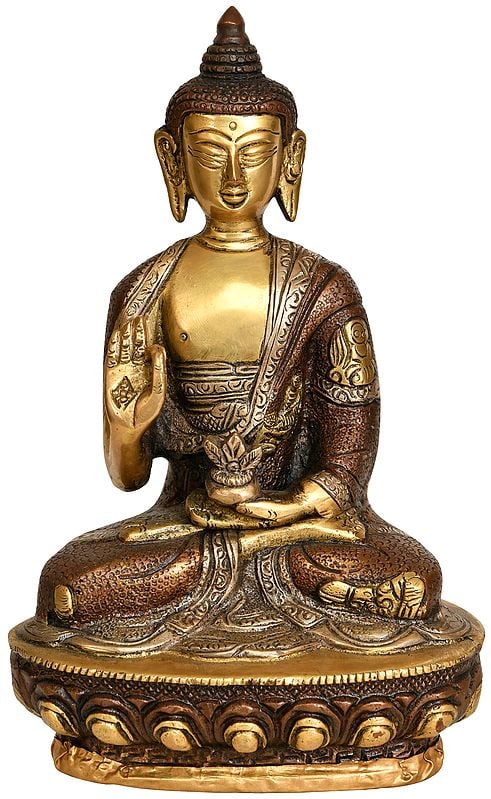 8" Lord Buddha Preaching His Dharma (Tibetan Buddhist Deity) In Brass | Handmade | Made In India