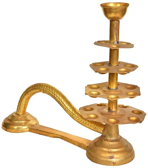 16" Handheld Aarti Lamp In Brass | Handmade | Made In India