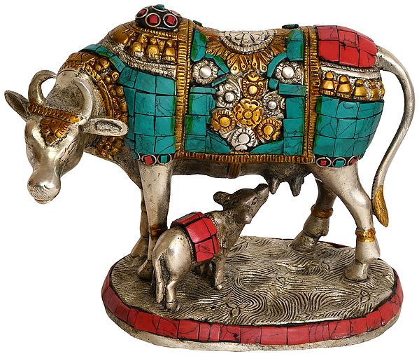 6" Cow and Calf Brass Idol | Handmade | Made in India