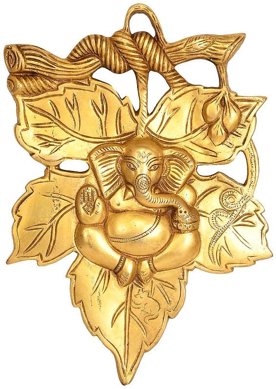 10" Tree Branch Ganesha Wall Hanging In Brass | Handmade | Made In India