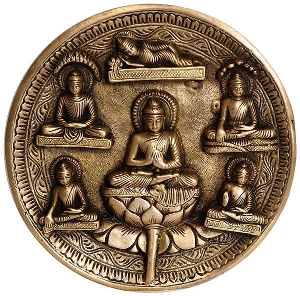 7" Lord Buddha Wall Hanging Plate In Brass | Handmade | Made In India