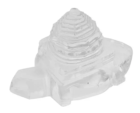 Shri Yantra on Tortoise Carved in Real Crystal