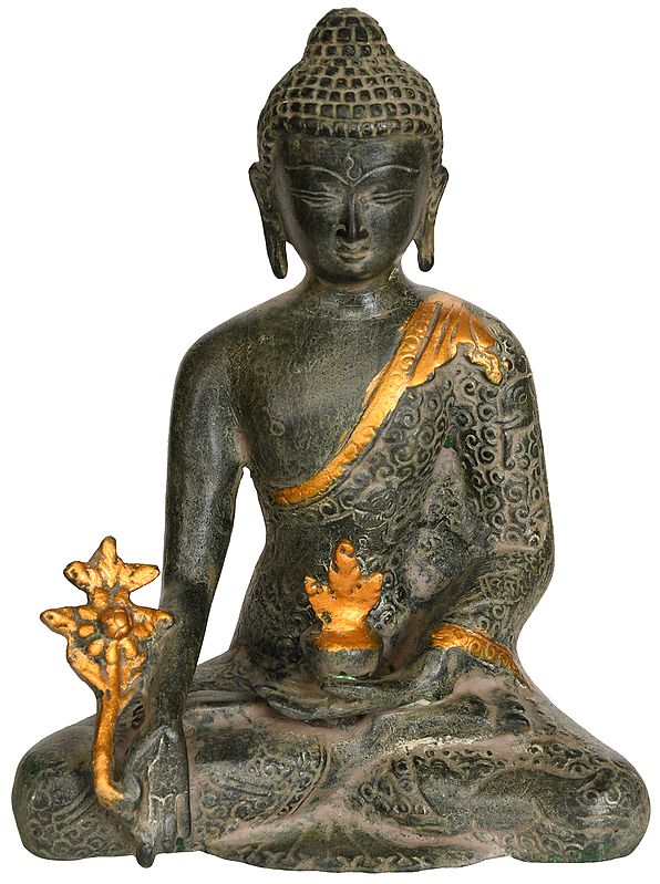 8" Tibetan Buddhist Deity - The Medicine Buddha In Brass | Handmade | Made In India