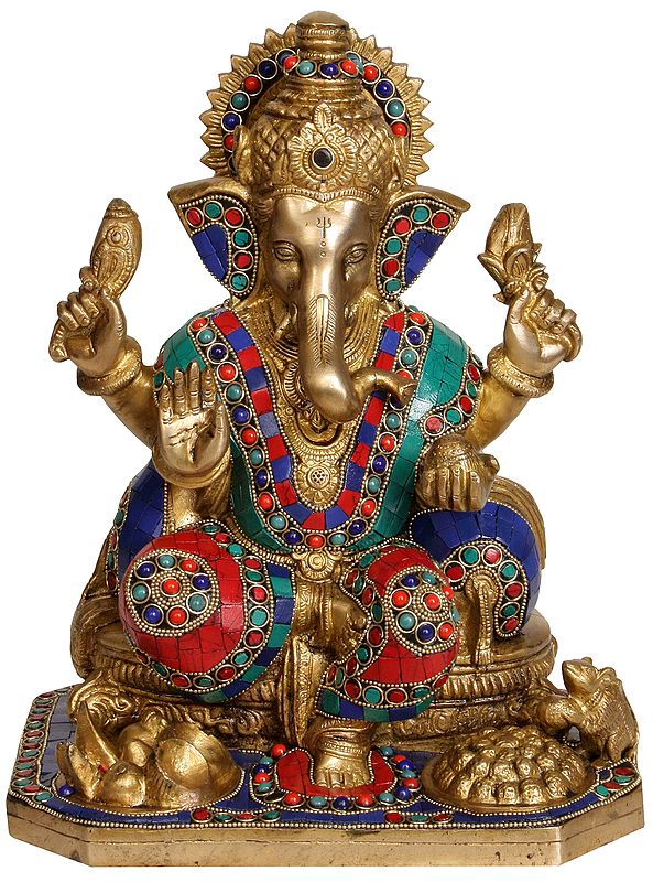 11" Puja Ganesha In Brass | Handmade | Made In India