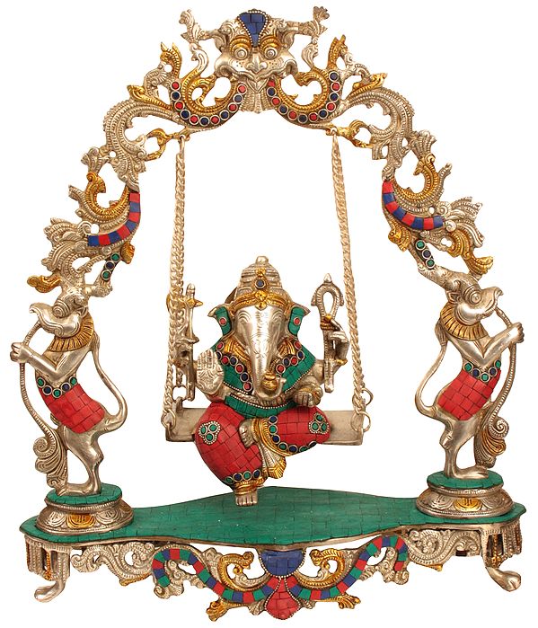 18" Lord Ganesha on a Swing In Brass | Handmade | Made In India