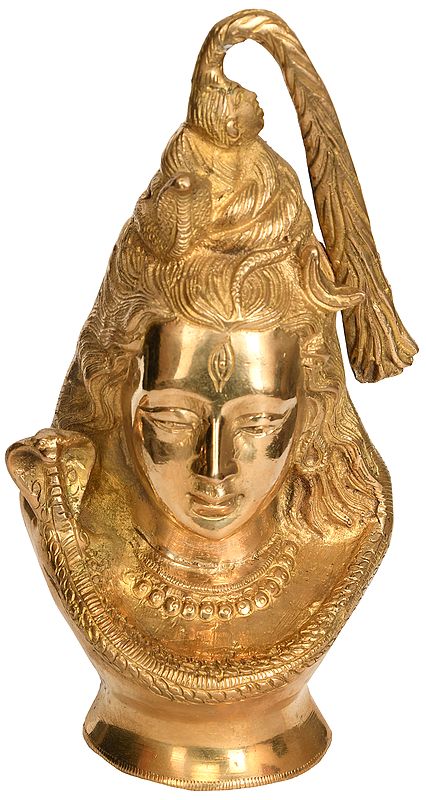 8" Lord Shiva Head In Brass | Handmade | Made In India