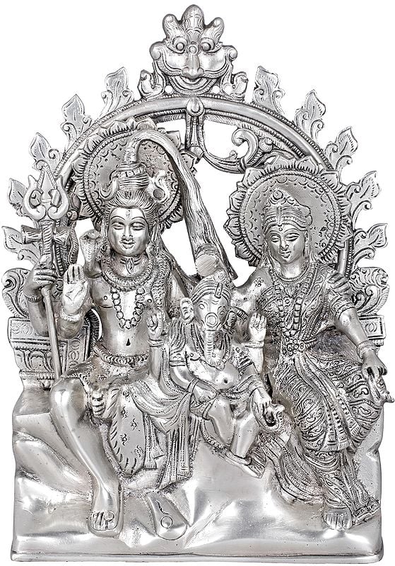 10" Shiva Family In Brass | Handmade | Made In India