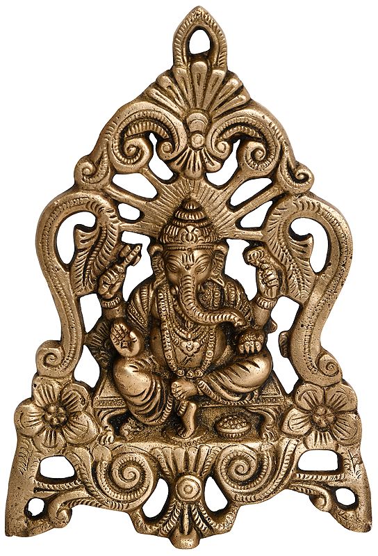 10" Lord Ganesha Wall Hanging In Brass | Handmade | Made In India
