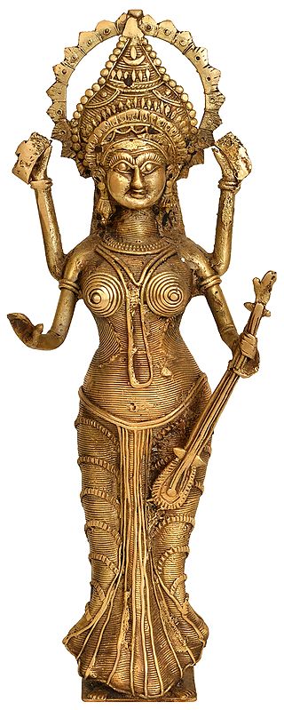 Standing Goddess Saraswati  (Tribal Statue from  Bastar)