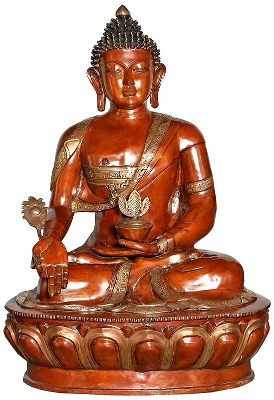 45" Large Size Tibetan Buddhist Medicine Buddha In Brass | Handmade | Made In India