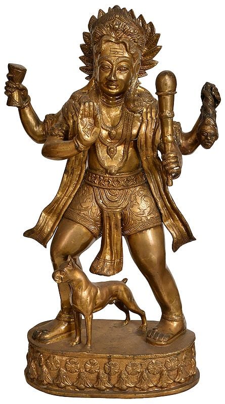 22" Lord Shiva as Bhairava In Brass | Handmade | Made In India