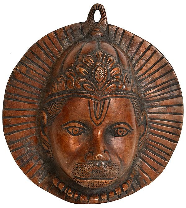 7" Bhagawan Hanuman Mask (Wall Hanging) In Brass | Handmade | Made In India
