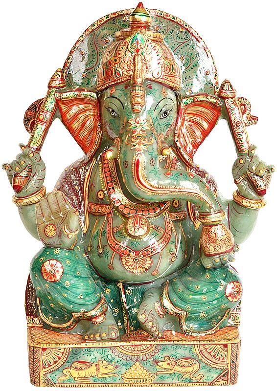 Lord Ganesha (Carved in Jade Gemstone)