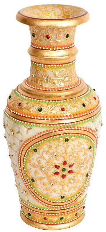 Decorated Flower Vase with Cut Lattice