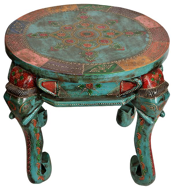 Decorated Table with Elephant Head Legs