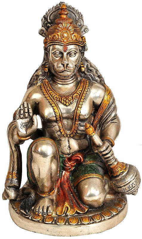 9" Blessing Lord Hanuman In Brass | Handmade | Made In India