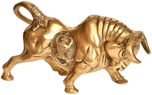 Tibetan Buddhist Bull - Body Carved with Vase and Prayer Wheel