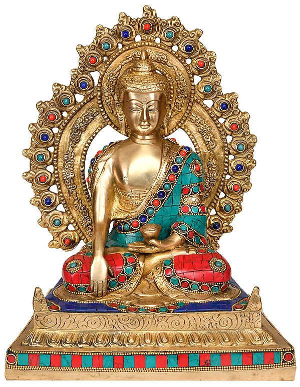 11" Enthroned Vajrasana Buddha In Brass | Handmade | Made In India