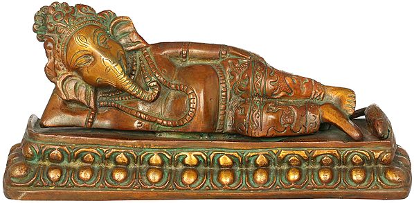 7" Relaxing Ganesha In Brass | Handmade | Made In India