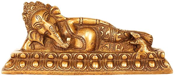 7" Relaxing Ganesha In Brass | Handmade | Made In India