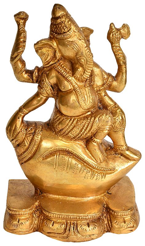 Lord Ganesha Seated on Conch
