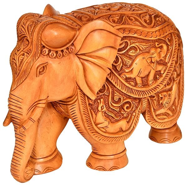Elephant (Saddle Carved with the Scenes from Wild Life)