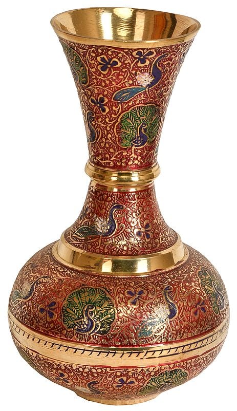 Handcrafted Flower Vase Decorated With Mughal Art