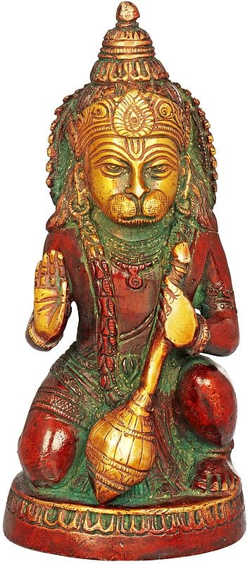 5" Bhagawan Hanuman Statue in Brass | Handmade | Made in India