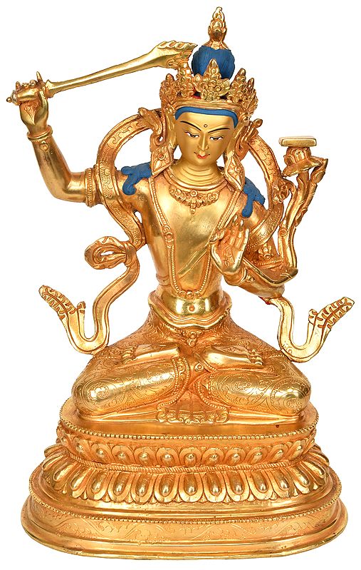 Finely Carved Murti of Manjushri - Bodhisattva of Transcendent Wisdom (Tibetan Buddhist Deity)
