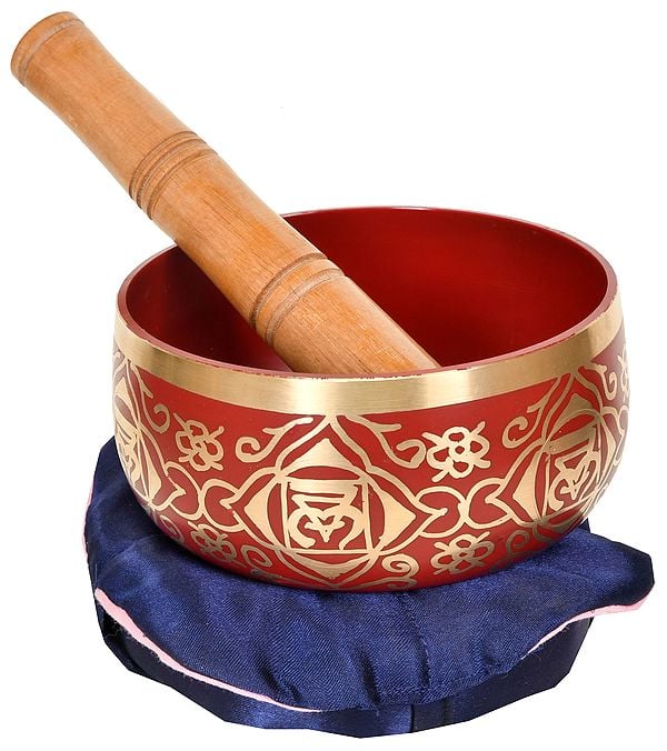 Tibetan Buddhist Singing Bowl with Auspicious Symbols