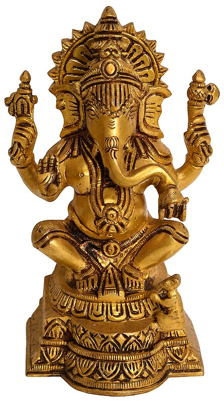 7" Lord Ganesha In Brass | Handmade | Made In India