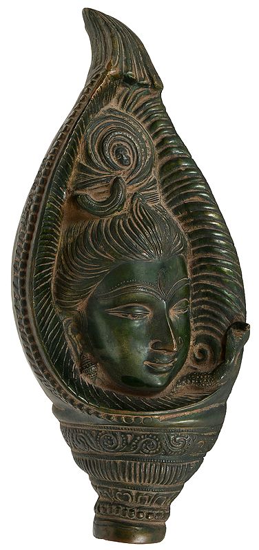 16" Lord Shiva in Conch - Wall Hanging In Brass | Handmade | Made In India