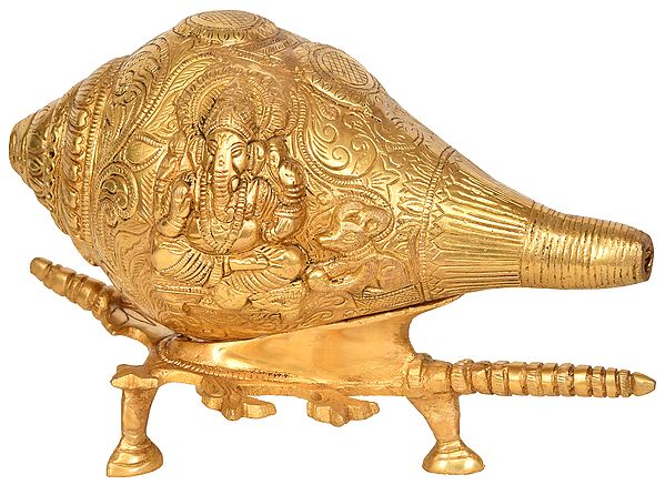 9" Ganesha Conch in Brass | Handmade | Made in India