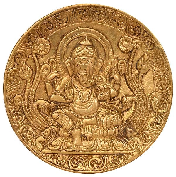 5" Ganesha Wall Hanging Plate In Brass | Handmade | Made In India
