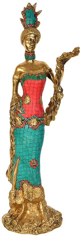 19" African Lady In Brass | Handmade | Made In India